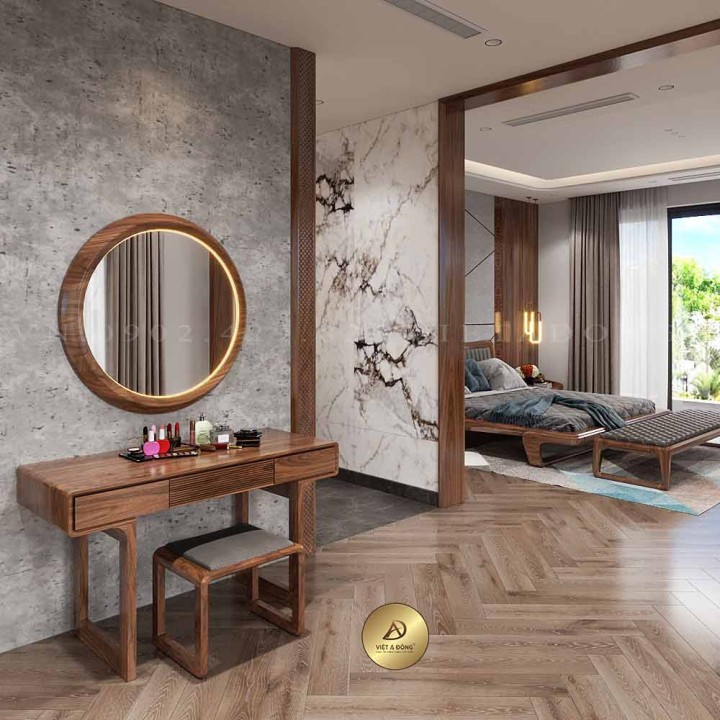 Bàn trang điểm gỗ óc chó BTD-15